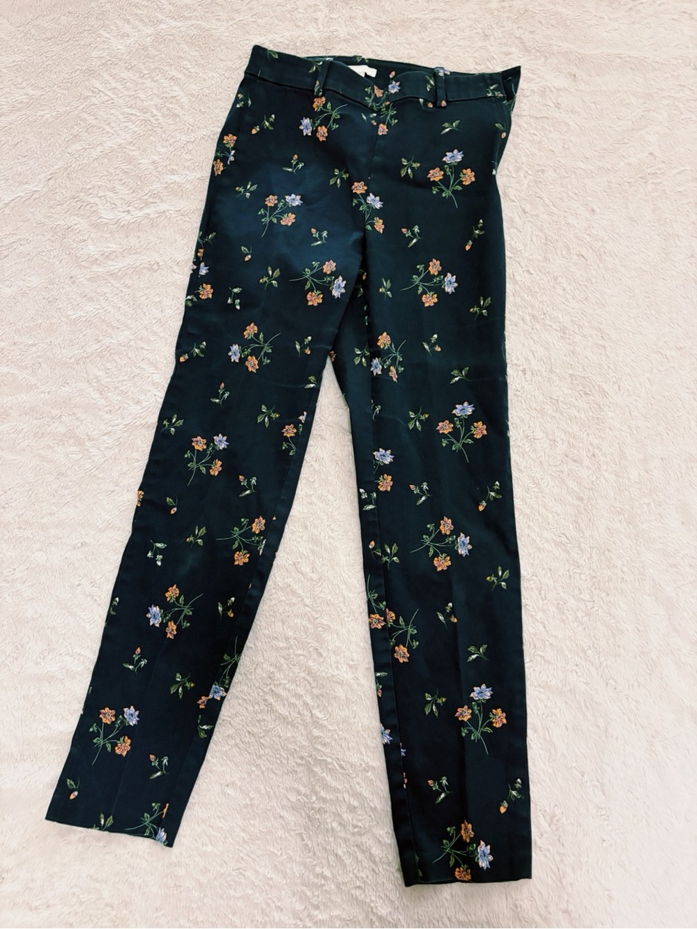 Navy Floral Print Slacks